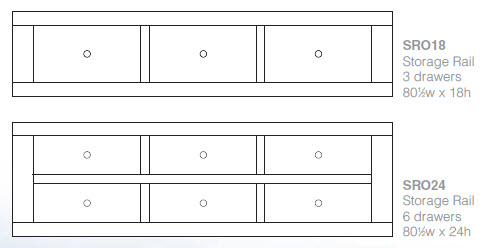 storage rail Storage rail drawer configurations