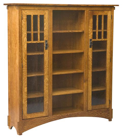 The Mission Display Bookcase with Seedy Glass has two elegant mullioned glass doors