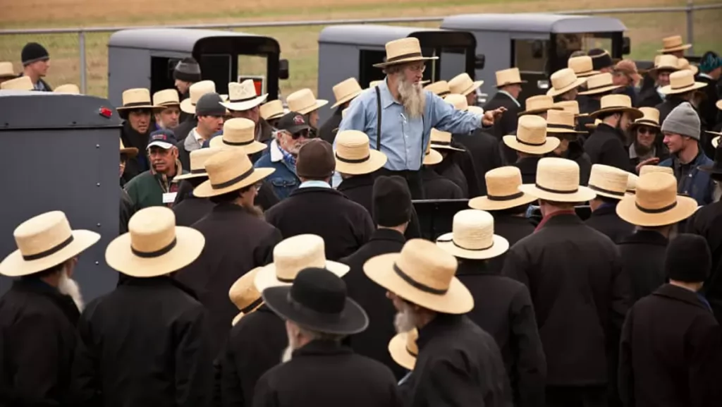 Amish men in a conflict resolution