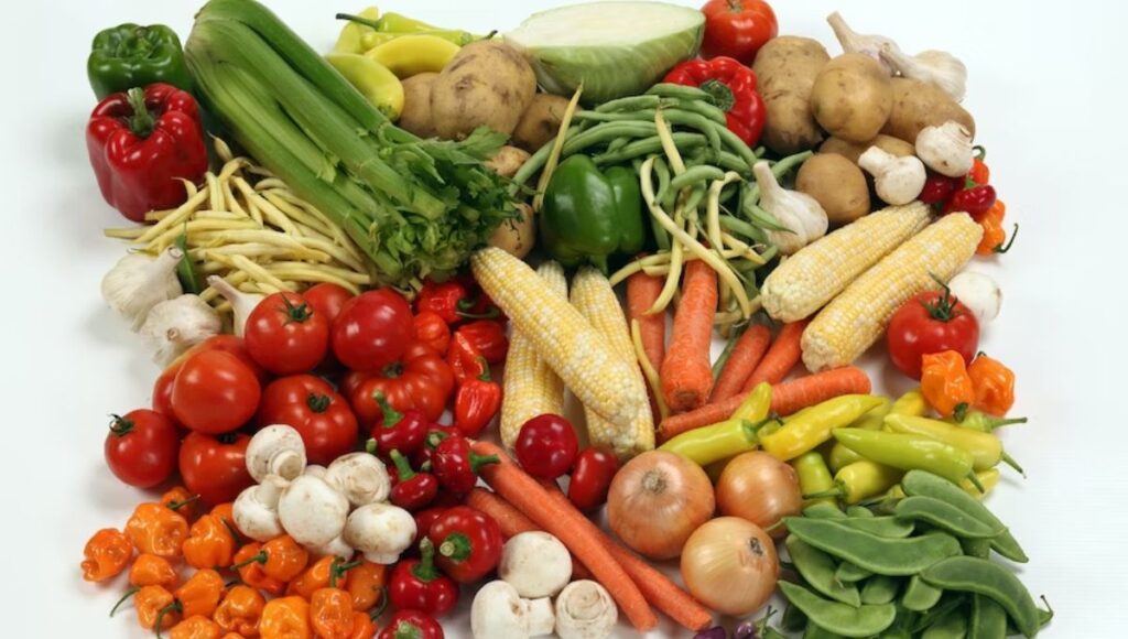 a pile of fresh fruits and vegetables 