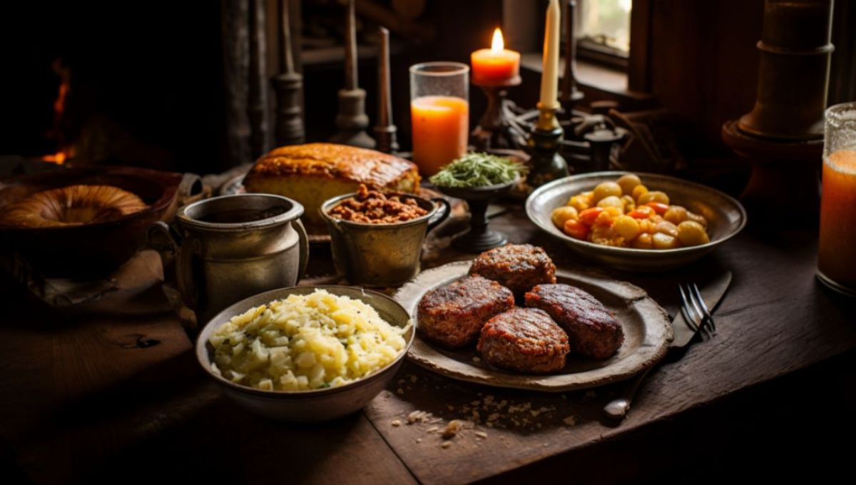 a table full of traditional Amish recipes