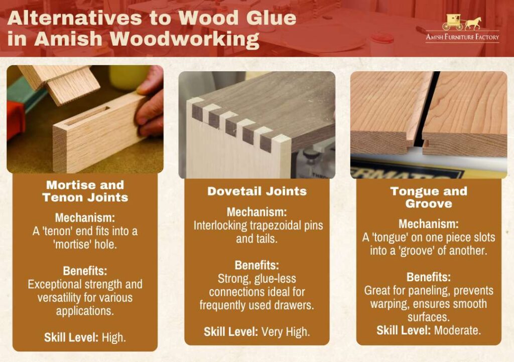 Alternatives to wood glue in Amish woodworking.