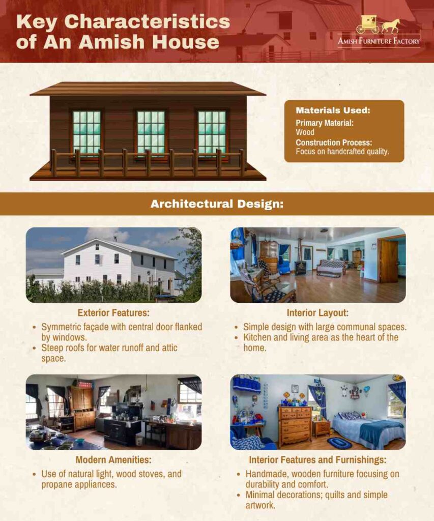 Key characteristics of an Amish house.