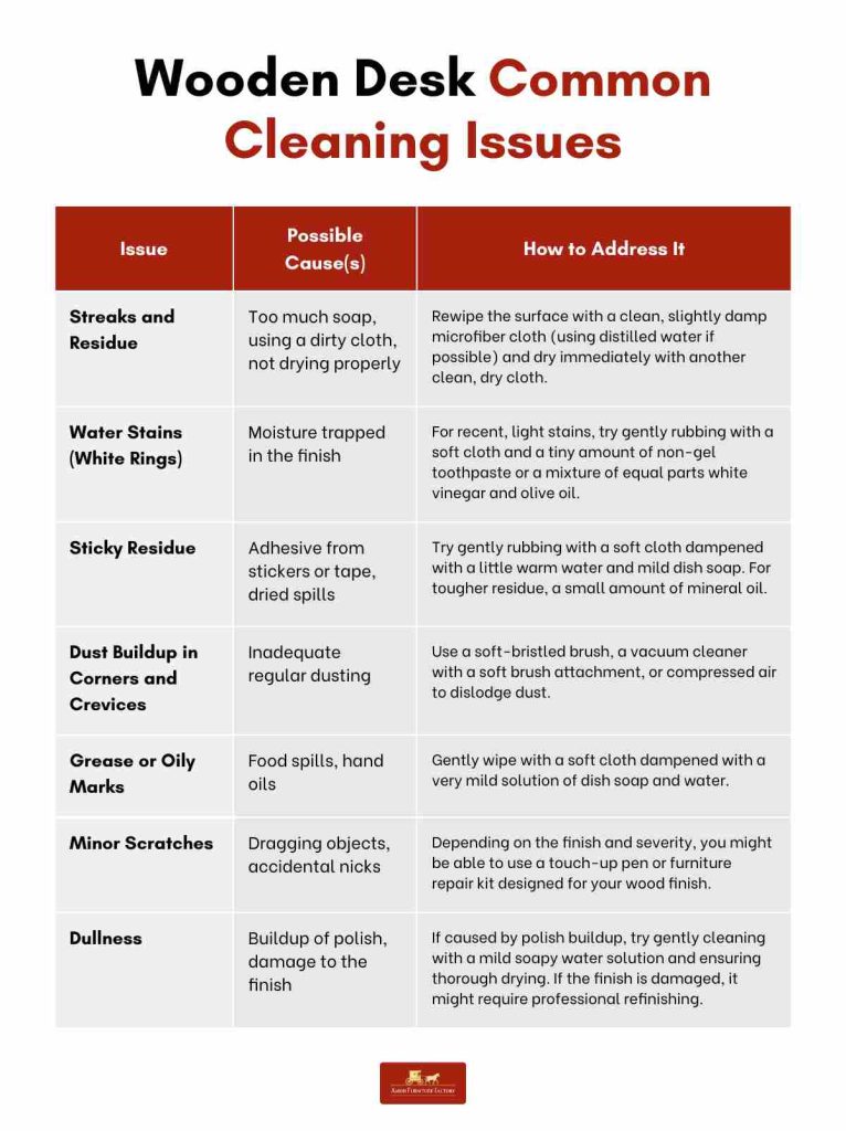 how to clean a wooden desk Wooden desk common cleaning issues