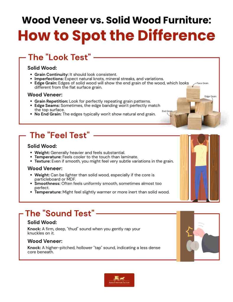 Wood veneer vs. solid wood furniture: How to spot the difference