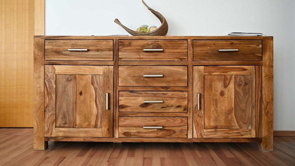A solid wood dresser