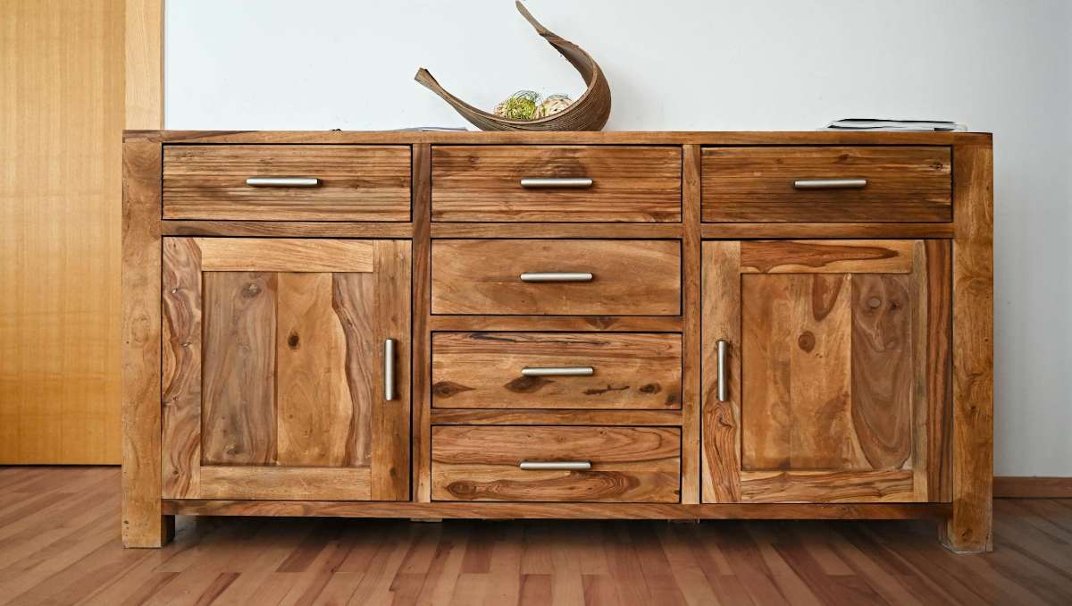 A solid wood dresser