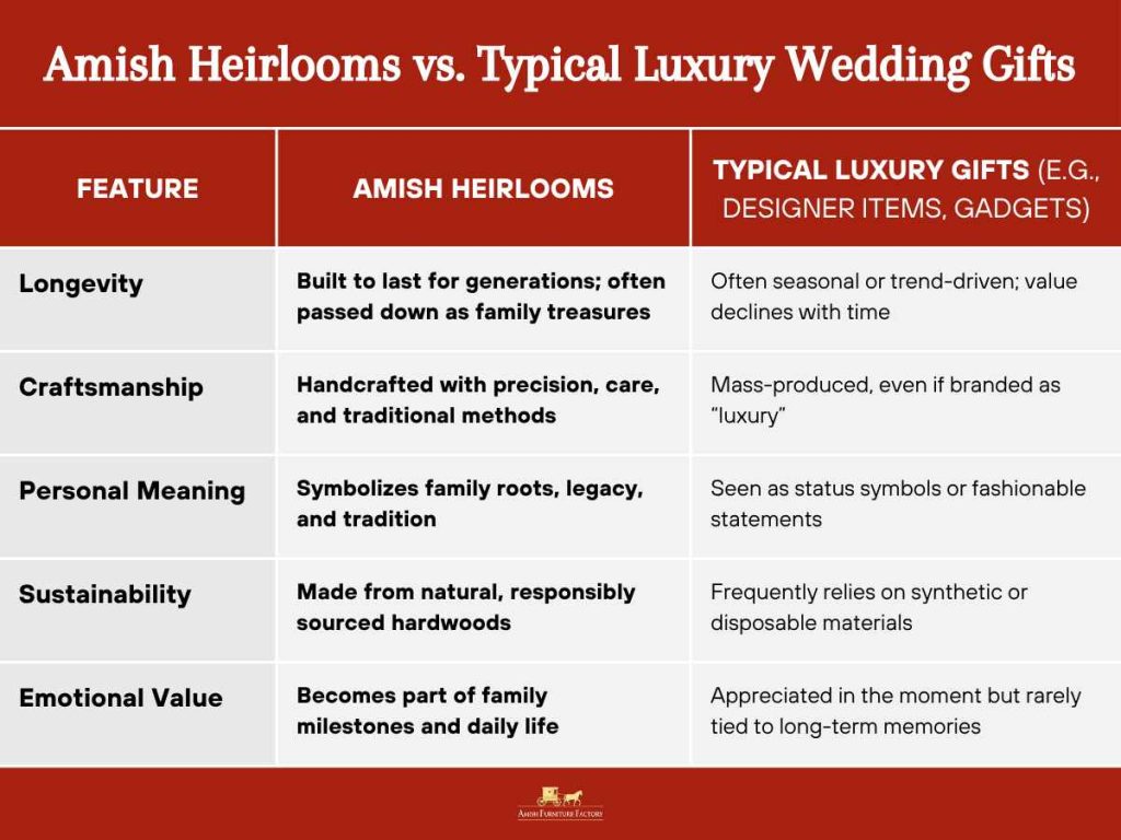 Amish Heirlooms vs. Typical Luxury Wedding Gifts