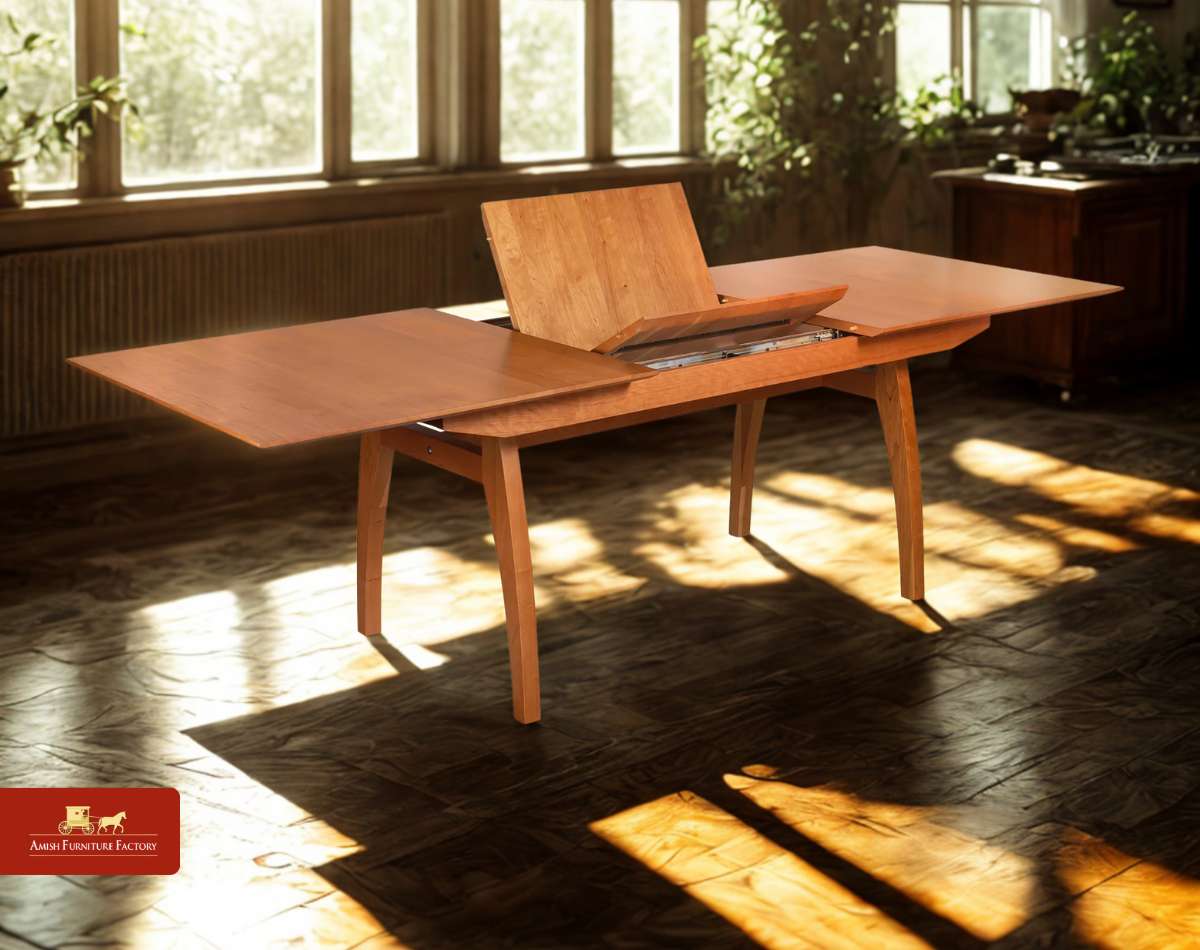 A butterfly leaf type of dining table leaf skirt