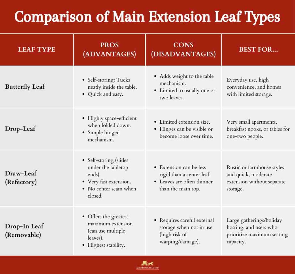 Comparison of Main Extension Leaf Types