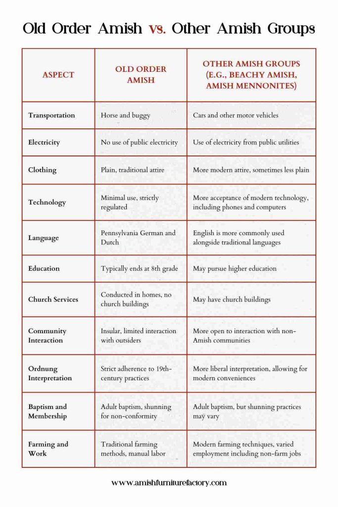 Old Order Amish vs Other Amish groups