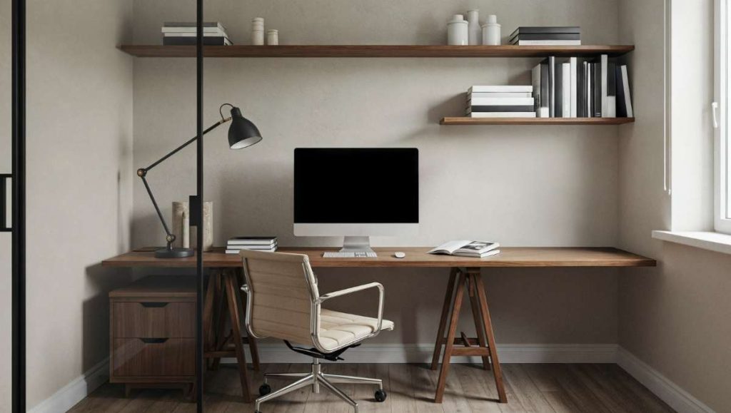 custom built computer desk A custom built computer desk setup at home