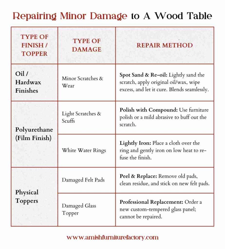 Repairing Minor Damage to A Wood Table