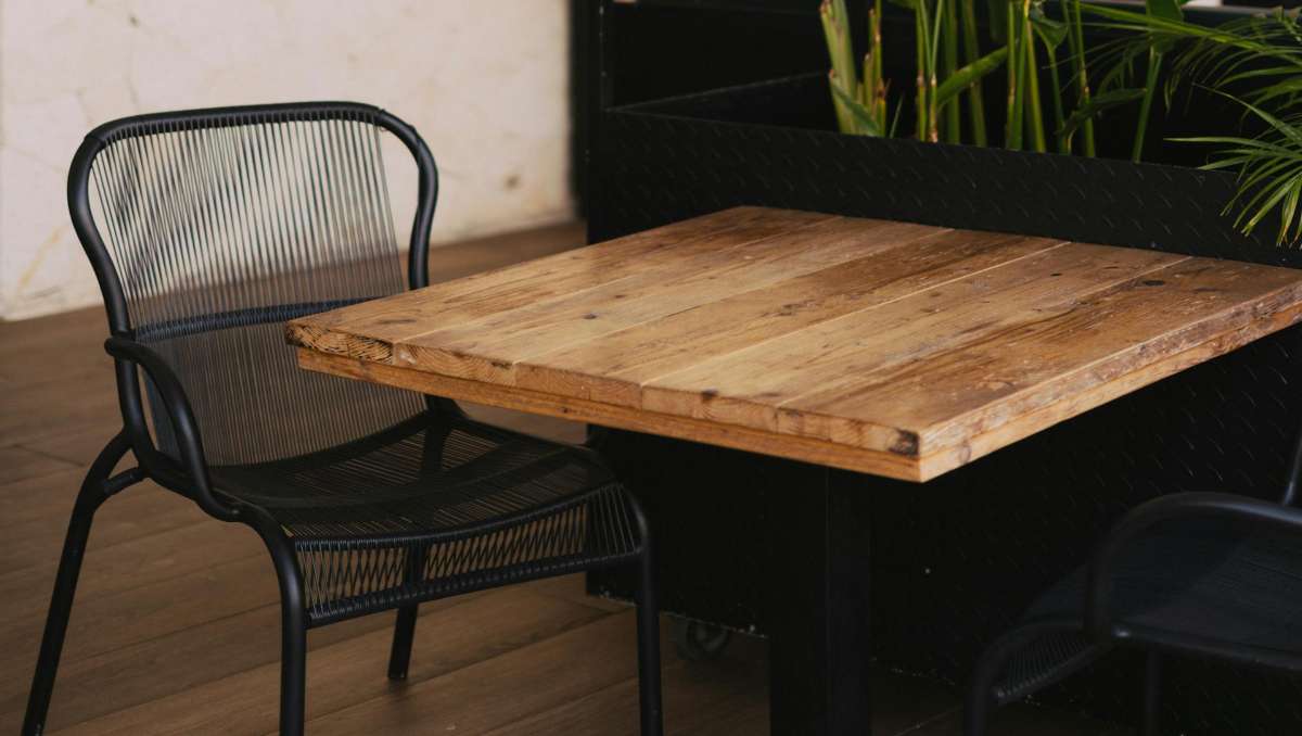 Wood table and chair