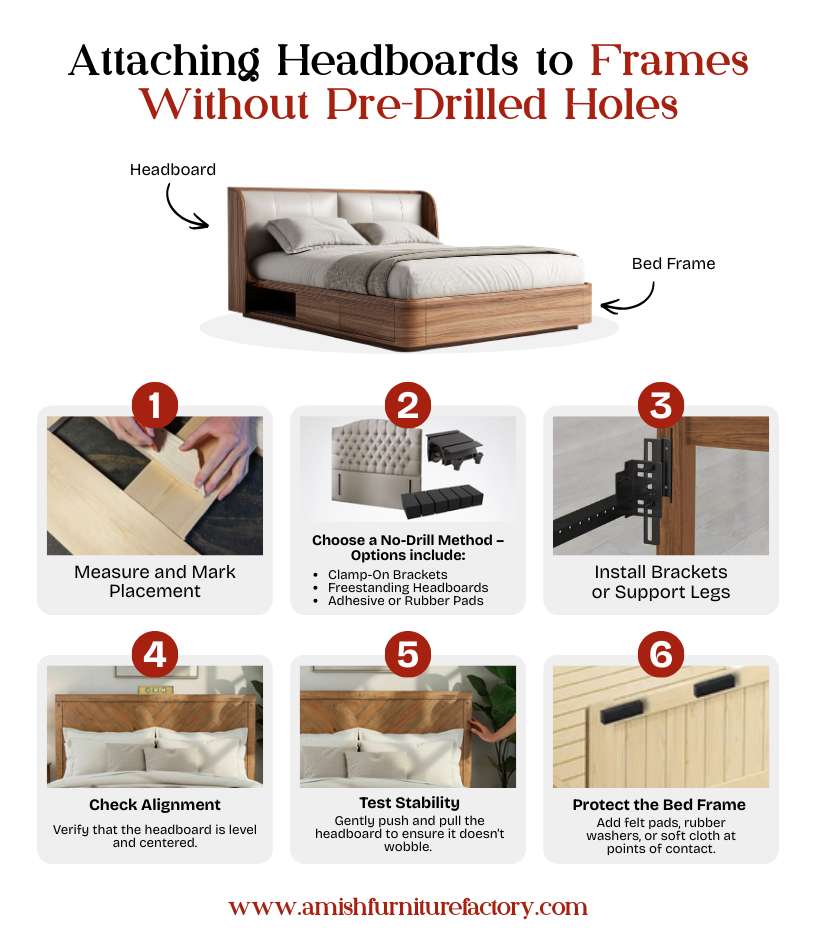 Attaching Headboards to Frames Without Pre-Drilled Holes