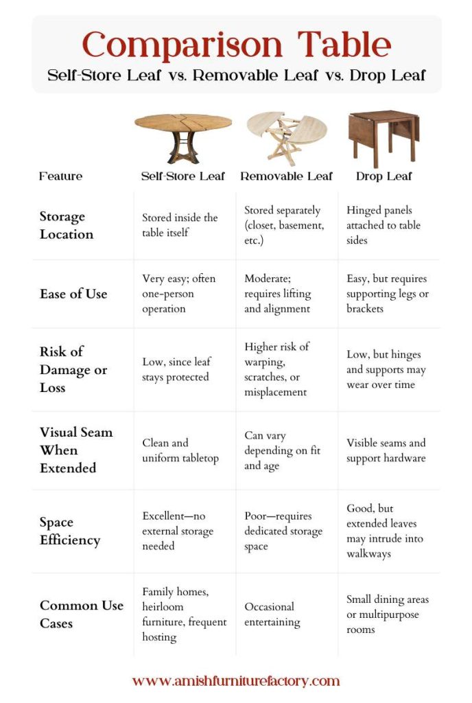Comparison_ Self-Store Leaf vs. Removable Leaf vs. Drop Leaf