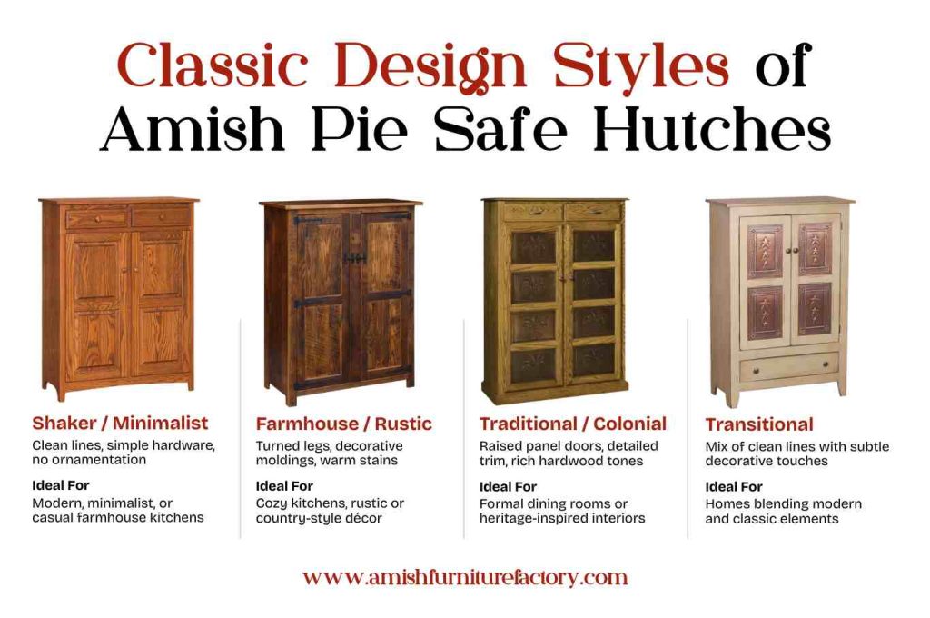 Classic Design Styles of Amish Pie Safe Hutches