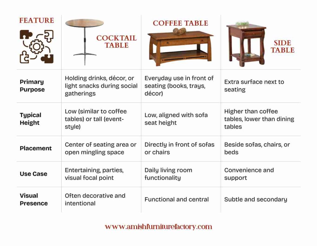 Cocktail Table vs Coffee Table vs Side Table