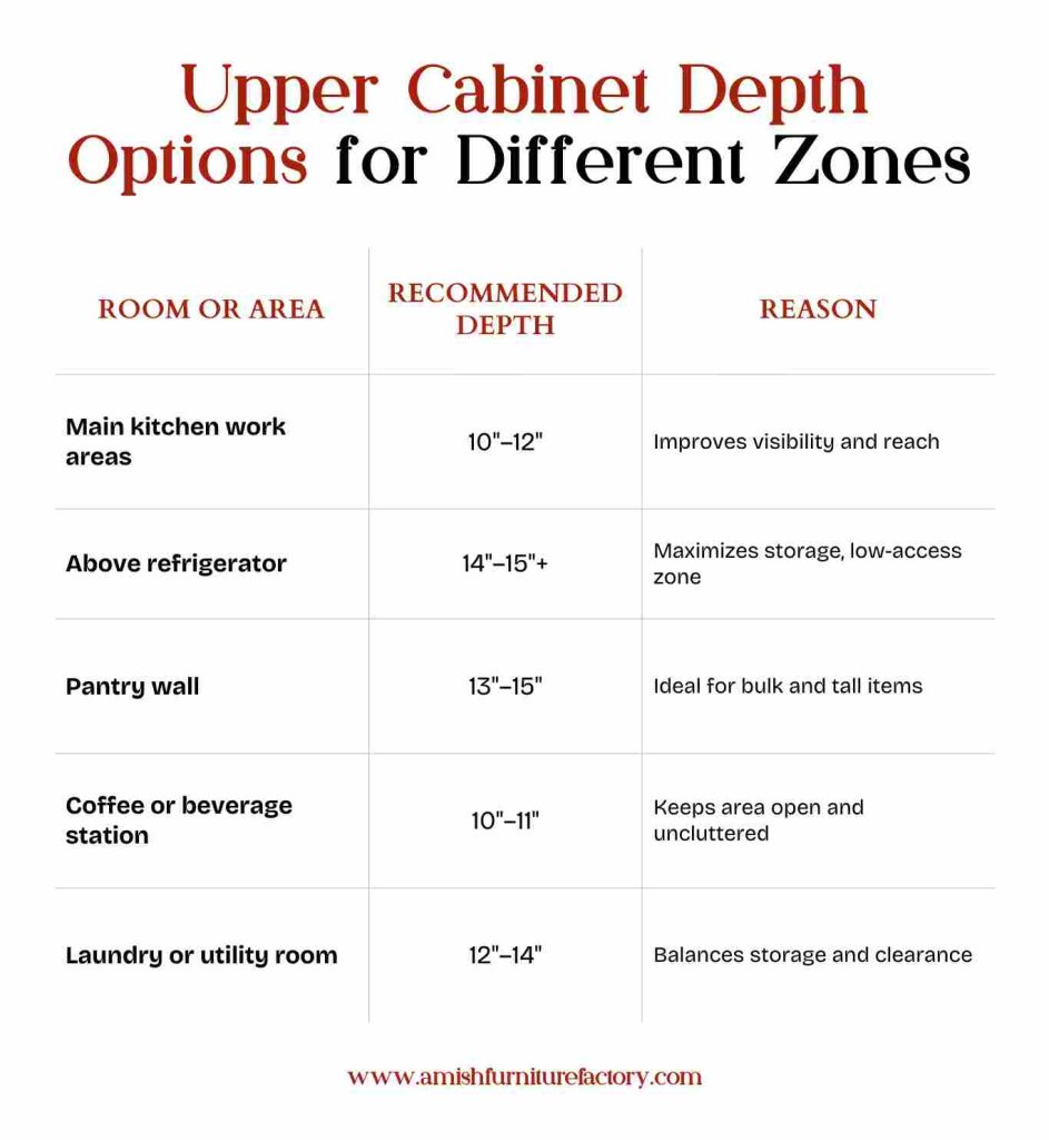 Upper Cabinet Depth Options for Different Zones