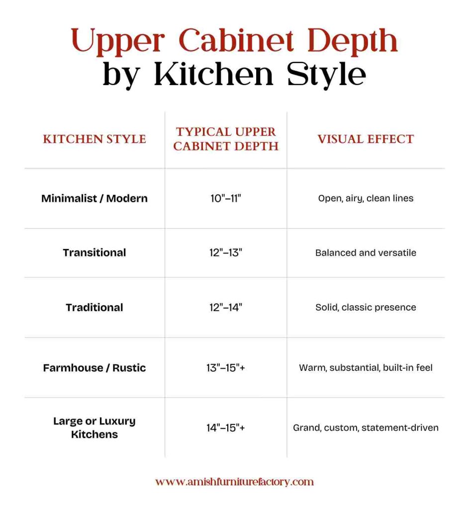 Upper Cabinet Depth by Kitchen Style