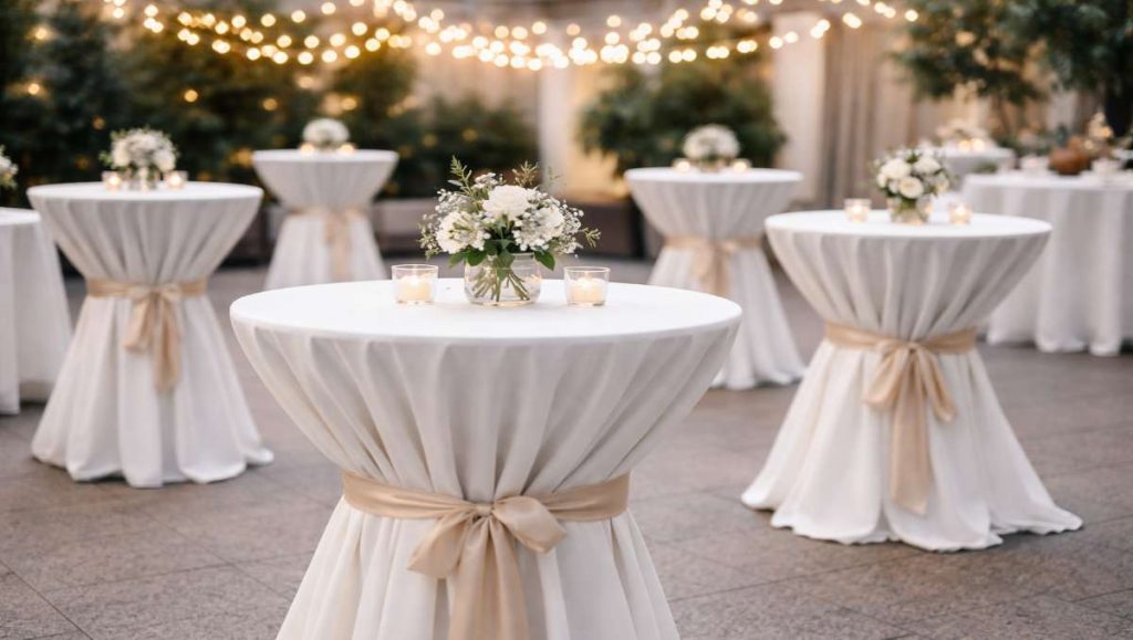 Cocktail tables in an event