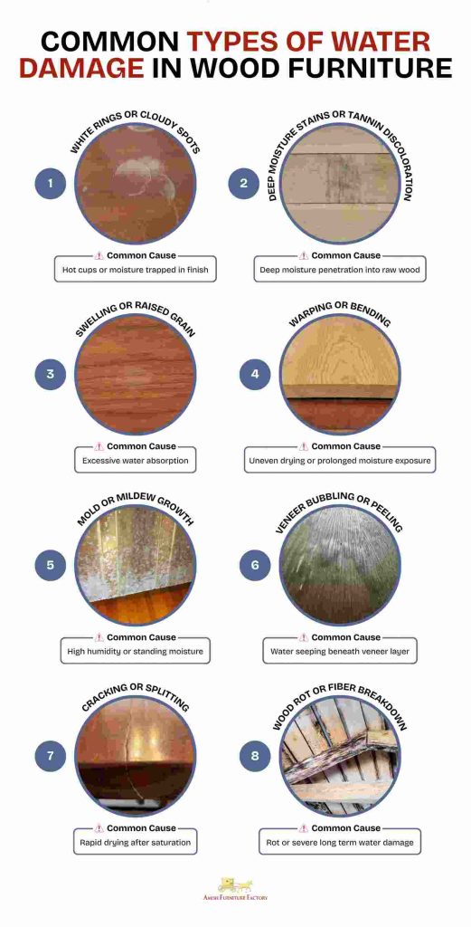 how to repair water damaged wood Common Types of Water Damage in Wood Furniture