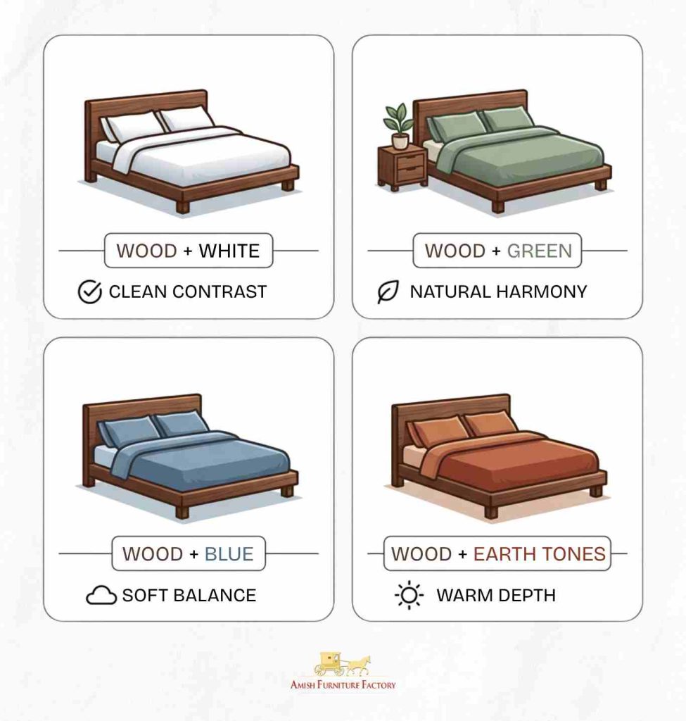 what color bedding goes with wood furniture White Bedding Creates Timeless Contrast