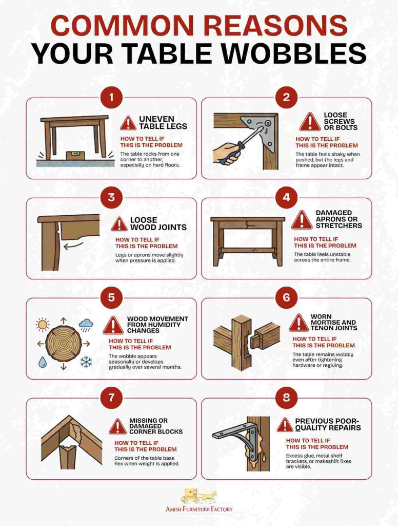 how to fix wobbly table Common Reasons Your Table Wobbles