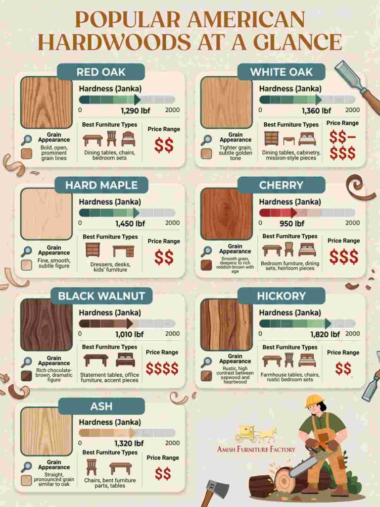 best solid wood furniture made in usa Popular American Hardwoods at a Glance