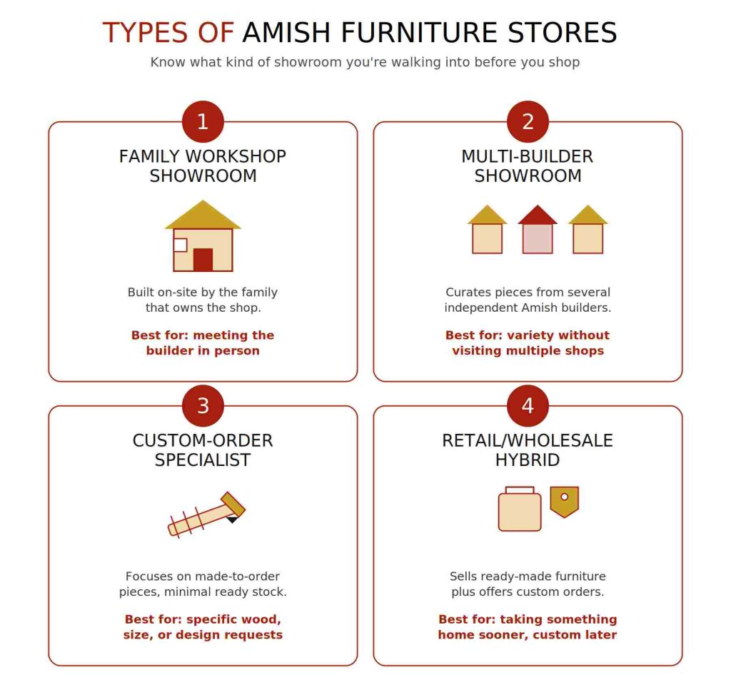 Types of Amish furniture stores