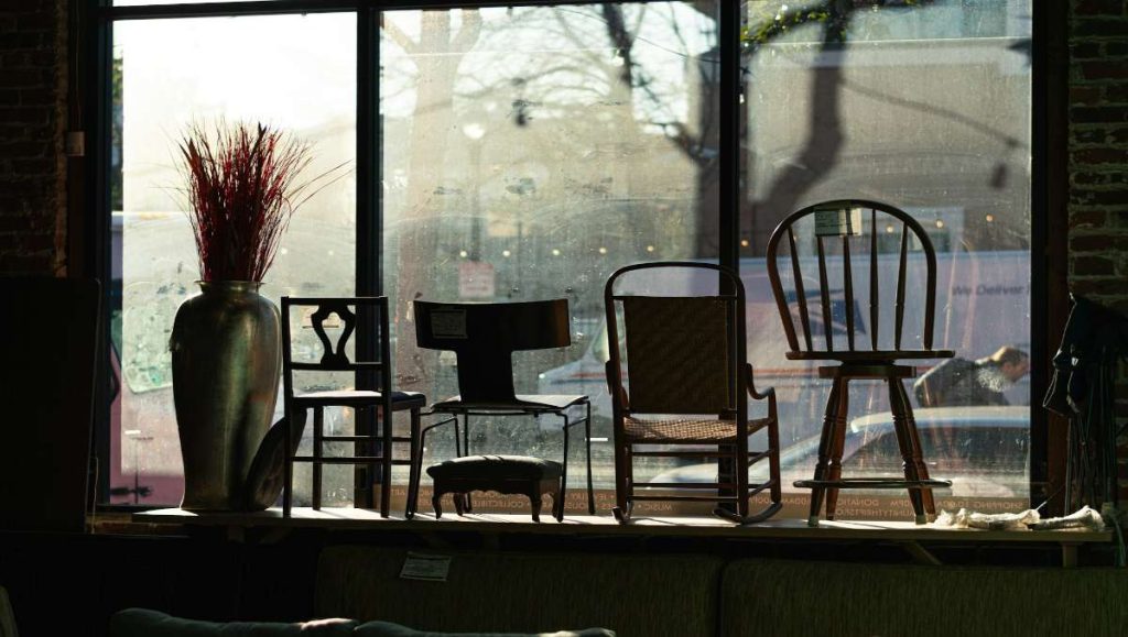 best solid wood furniture made in usa Chairs on display in a solid wood furniture store or shop