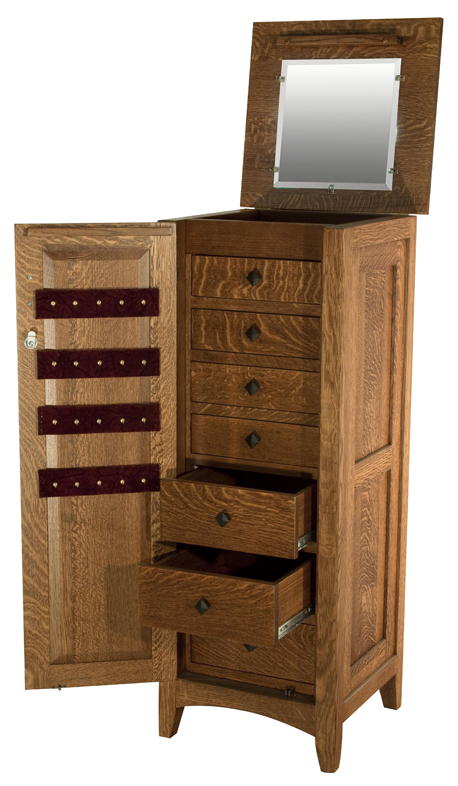 Flush Mission Jewelry Armoire With, Solid Oak Jewelry Armoire