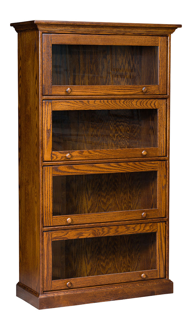 Traditional Barrister Bookcase, Lawyers Bookcase With Leaded Glass