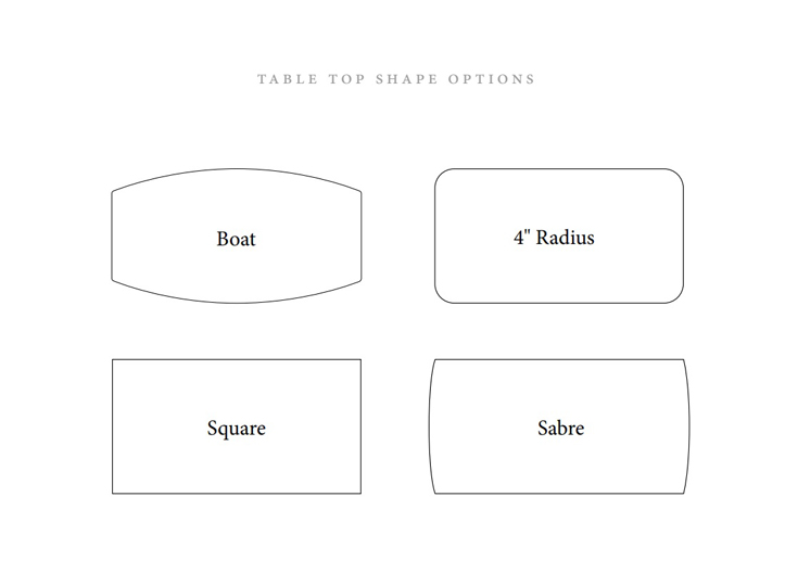 Table Top Shape Options