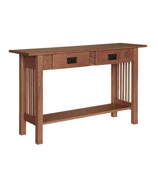 Country Classic Mission Sofa Table with 2 Drawer