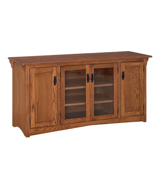 Country Classic Mission Entertainment with Adjustable Shelves & Castors
