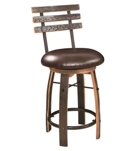 111 Round Bar Stool with Stave Back