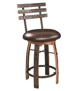 111 Round Bar Stool with Stave Back
