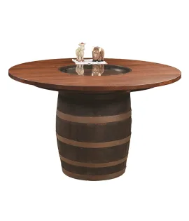 RB Plain Barrel Table  with Glass Top