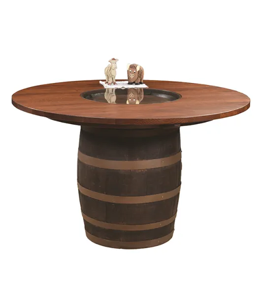 RB Plain Barrel Table  with Glass Top