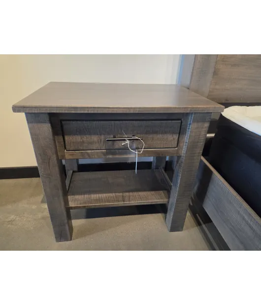 1 Drawer Night Stand - Curly Maple, Antique Slate - QUICK SHIP
