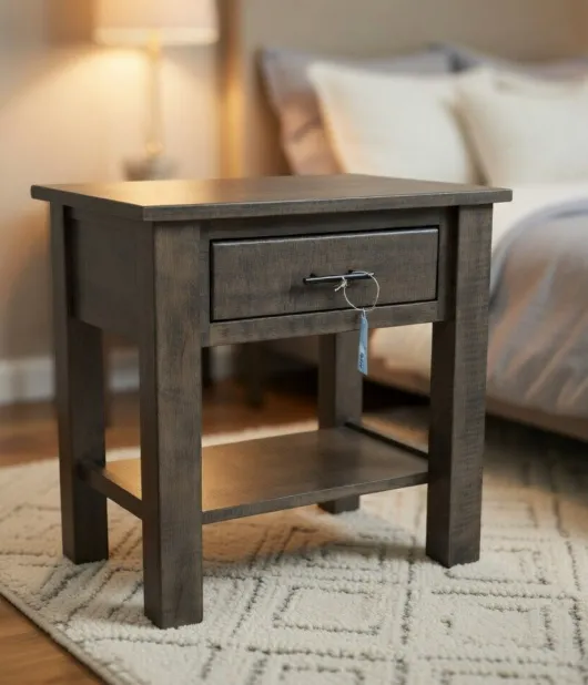 1 Drawer Night Stand - Curly Maple, Antique Slate - QUICK SHIP - 30% Off or Best Offer