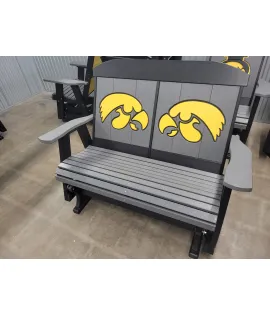 Poly Vinyl Iowa Hawkeye 4ft Outdoor Love Seat Glider - QUICK SHIP