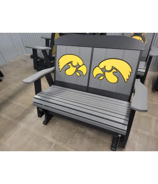 Poly Vinyl Iowa Hawkeye 4ft Outdoor Love Seat Glider - QUICK SHIP