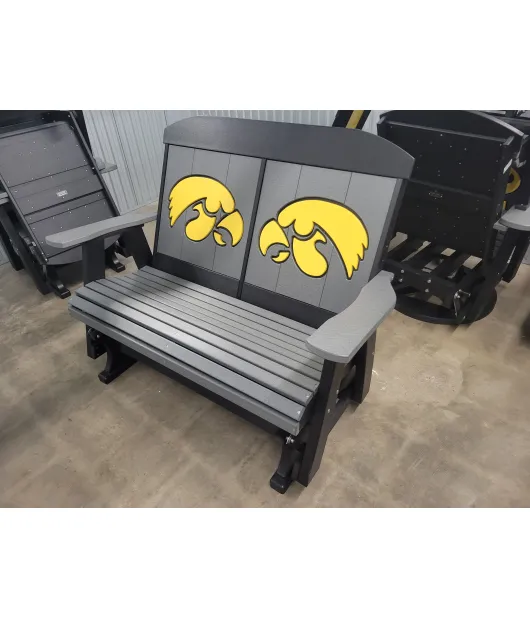 Poly Vinyl Iowa Hawkeye 4ft Outdoor Love Seat Glider - QUICK SHIP