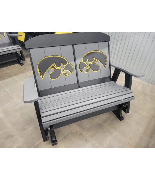Poly Vinyl Iowa Hawkeye 4ft Outdoor Love Seat Glider - QUICK SHIP