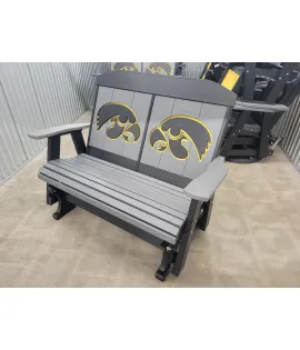 Poly Vinyl Iowa Hawkeye 4ft Outdoor Love Seat Glider - QUICK SHIP