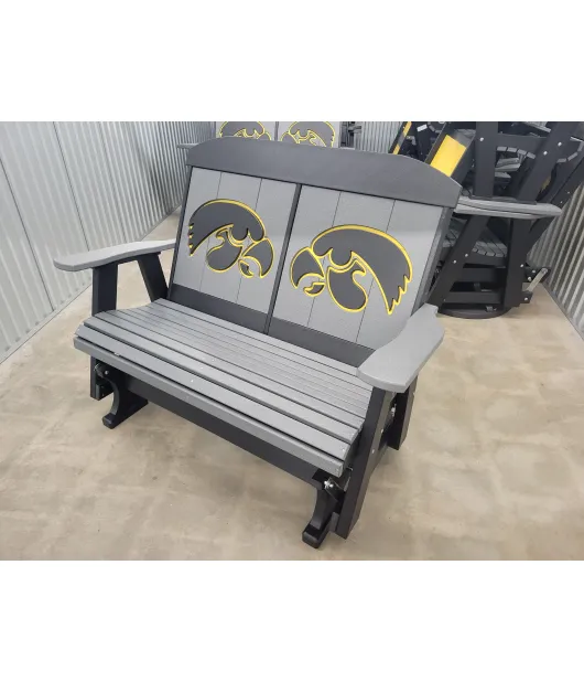 Poly Vinyl Iowa Hawkeye 4ft Outdoor Love Seat Glider - QUICK SHIP