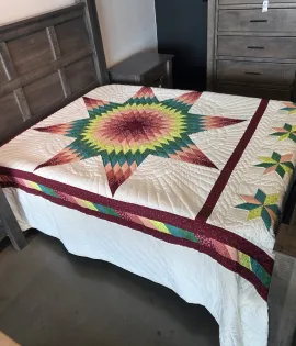 Amish Iconic Handmade Traditional Style Decor Lone Star - King Size 104X114 in Star of Bethlehem Bedding - QUICK SHIP