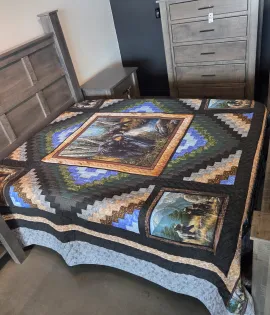 Amish Handmade Iconic Bear Lodge Quilt King Size 104X110 Inches - QUICK SHIP
